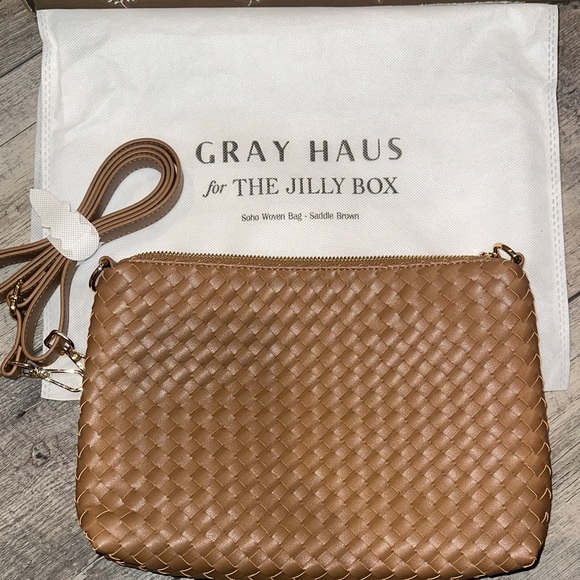 Gray Haus Tan Woven Crossbody Bag - Picture 2 of 6